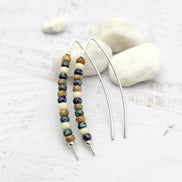 Wish - Silver, Tan & Blue Earrings Bijou by SAM   