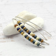 Wish - Silver, Tan & Blue Earrings Bijou by SAM   
