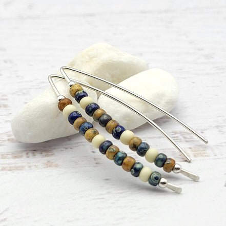 Wish - Silver, Tan & Blue Earrings Bijou by SAM   