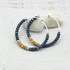 Blue & Silver Beaded Hoop Earrings -Earrings- Bijou by SAM