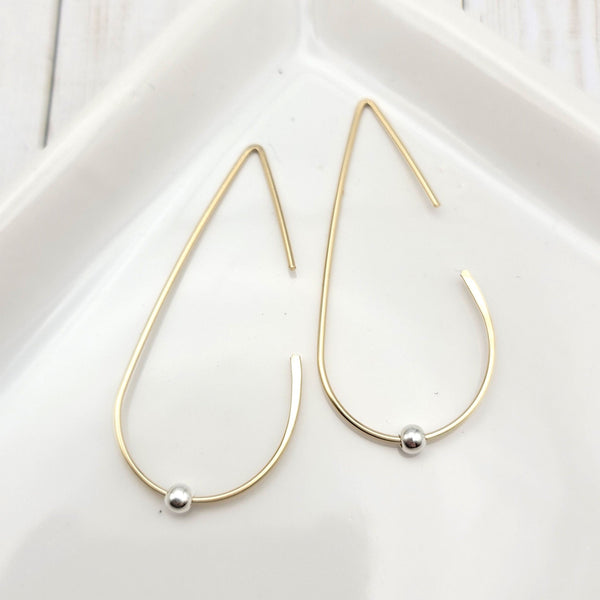 Gold Open Hoop Threaders Earrings Bijou by SAM   