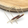 Gold Square Hoop Earrings with Dark Red Miyuki Seed Beads Earrings Bijou by SAM   
