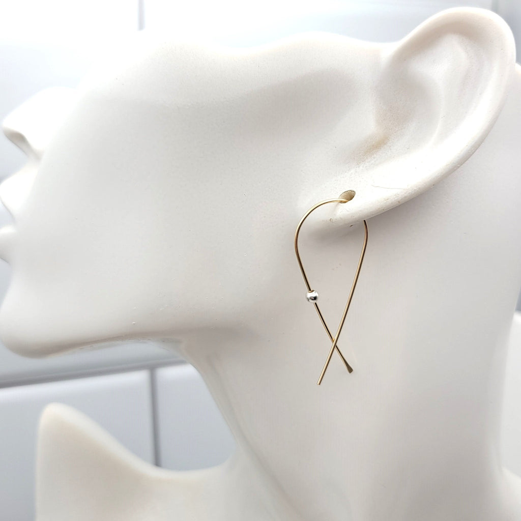 Gold Wishbone Threader Earrings -Earrings- Bijou by SAM