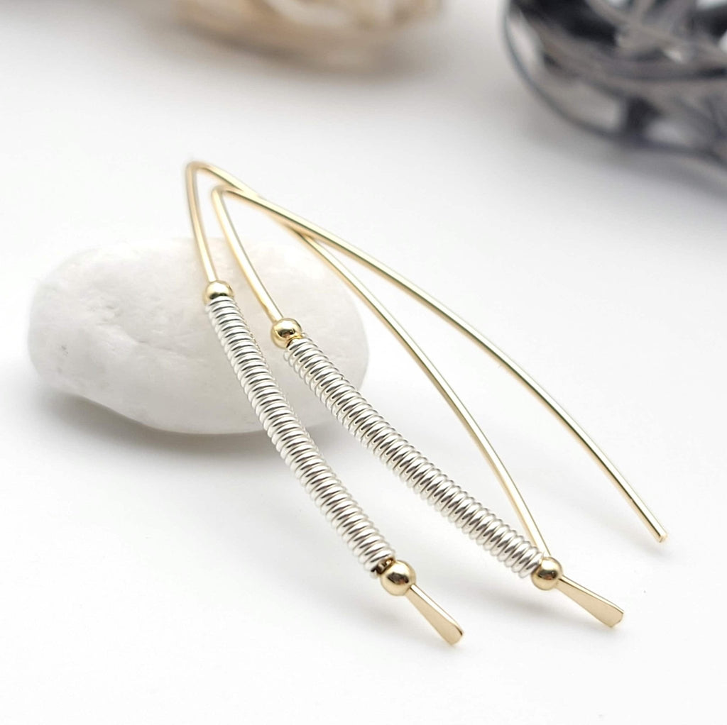 Wish - Gold & Silver Coil Threaders Earrings Bijou by SAM   