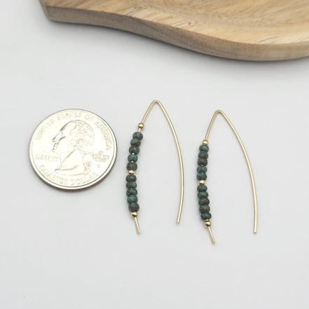 Wish - Dark Green & Gold Threaders Earrings Bijou by SAM   