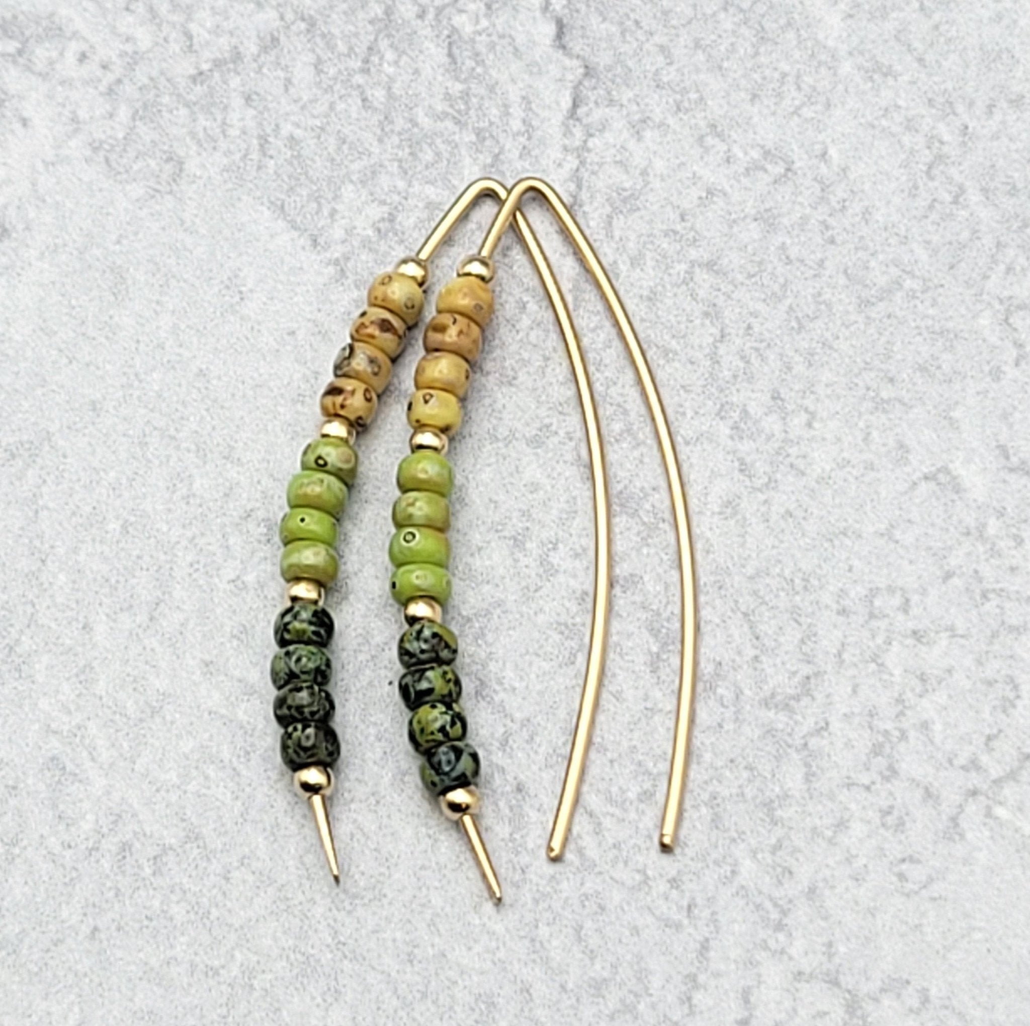 Wish - Green & Gold Ombre Threaders Earrings Bijou by SAM   