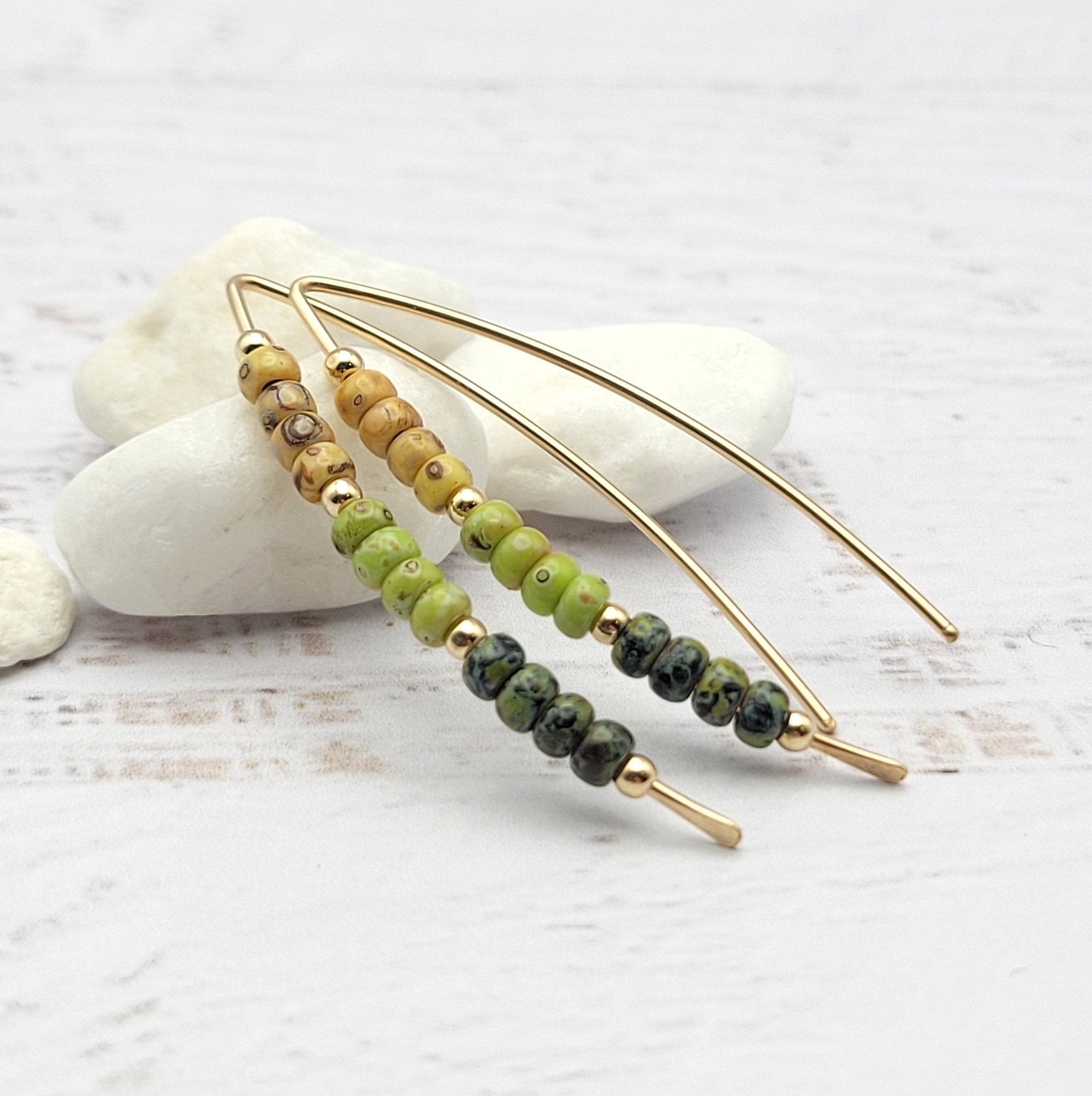 Wish - Green & Gold Ombre Threaders Earrings Bijou by SAM   