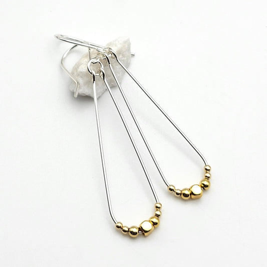 Harley - Silver with Gold Beads Earrings Bijou by SAM   