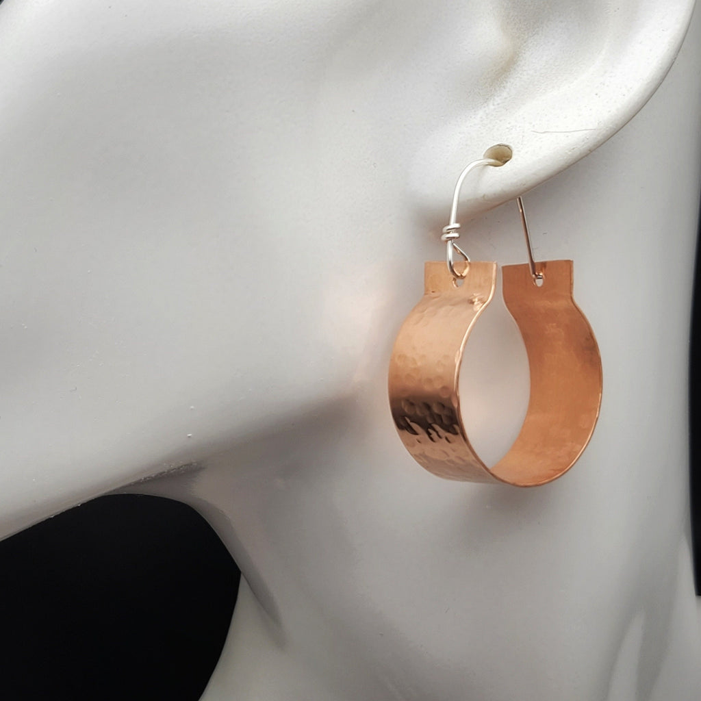 Hammered copper hoop earrings, large copper hoops, rose gold hoops, shiny copper earrings, copper boho earrings Earrings Etsy   