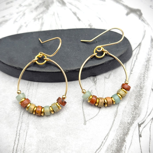 Boho - Earth Tone Jasper & Gold Earrings Etsy   