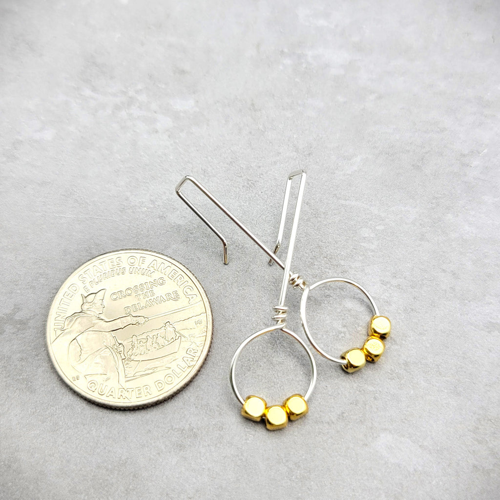 Silver and Gold Threader Hoop Earrings Earrings Etsy   