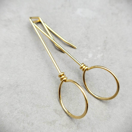 Gold Threader Hoops Earrings Etsy   
