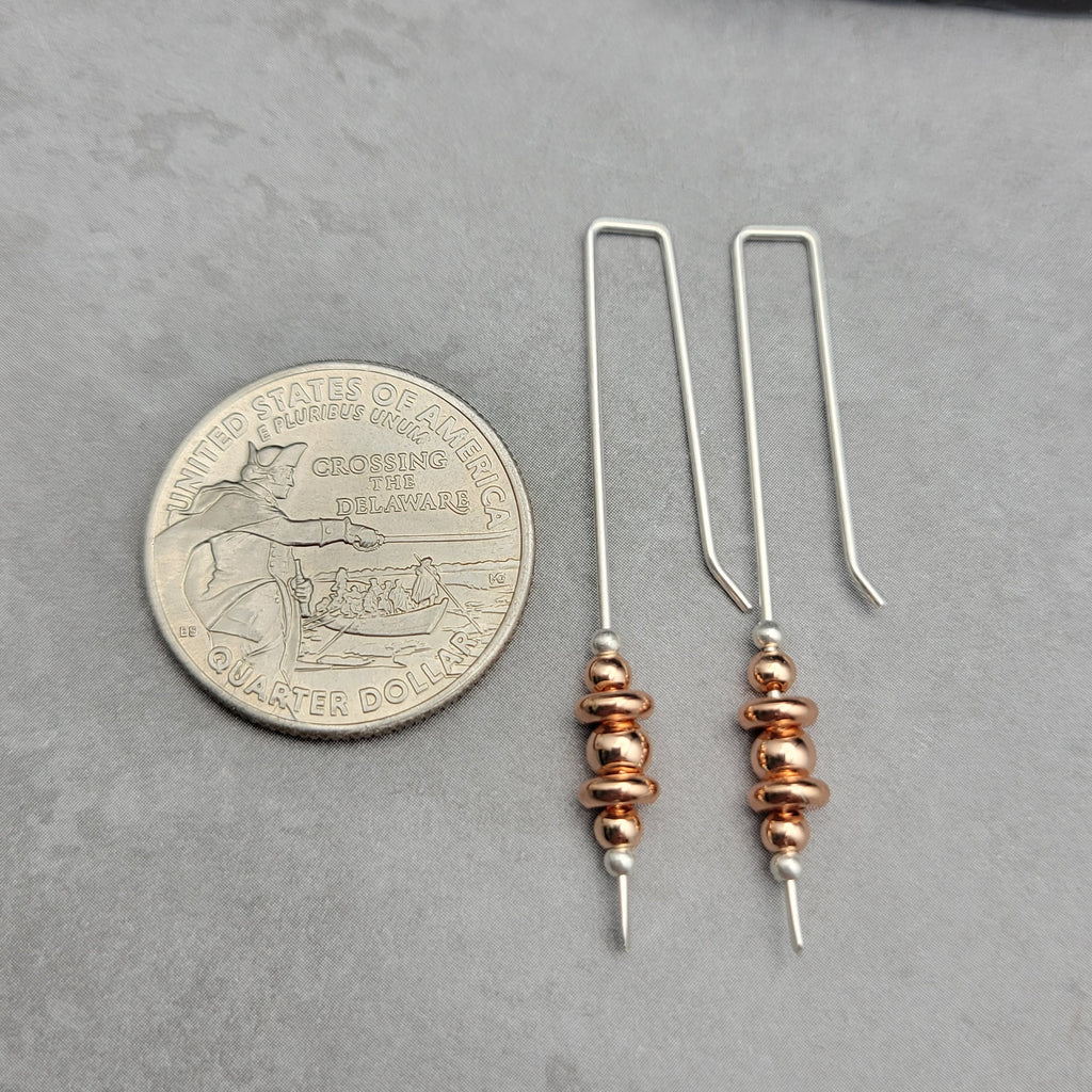 Long Silver & Copper Threaders Earrings Etsy   