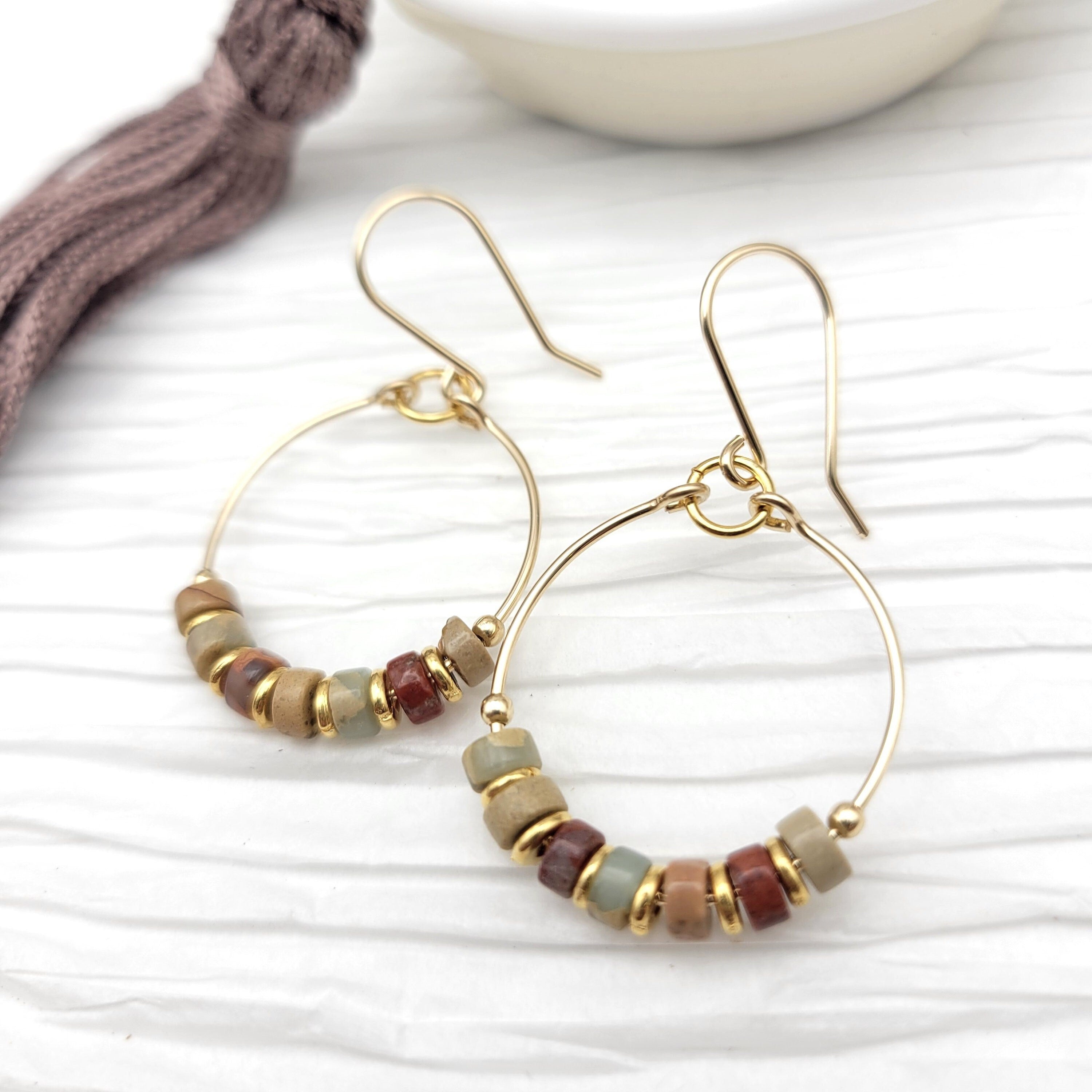 Boho - Earth Tone Jasper & Gold Earrings Etsy   