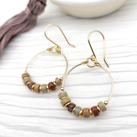 Boho - Earth Tone Jasper & Gold Earrings Etsy   