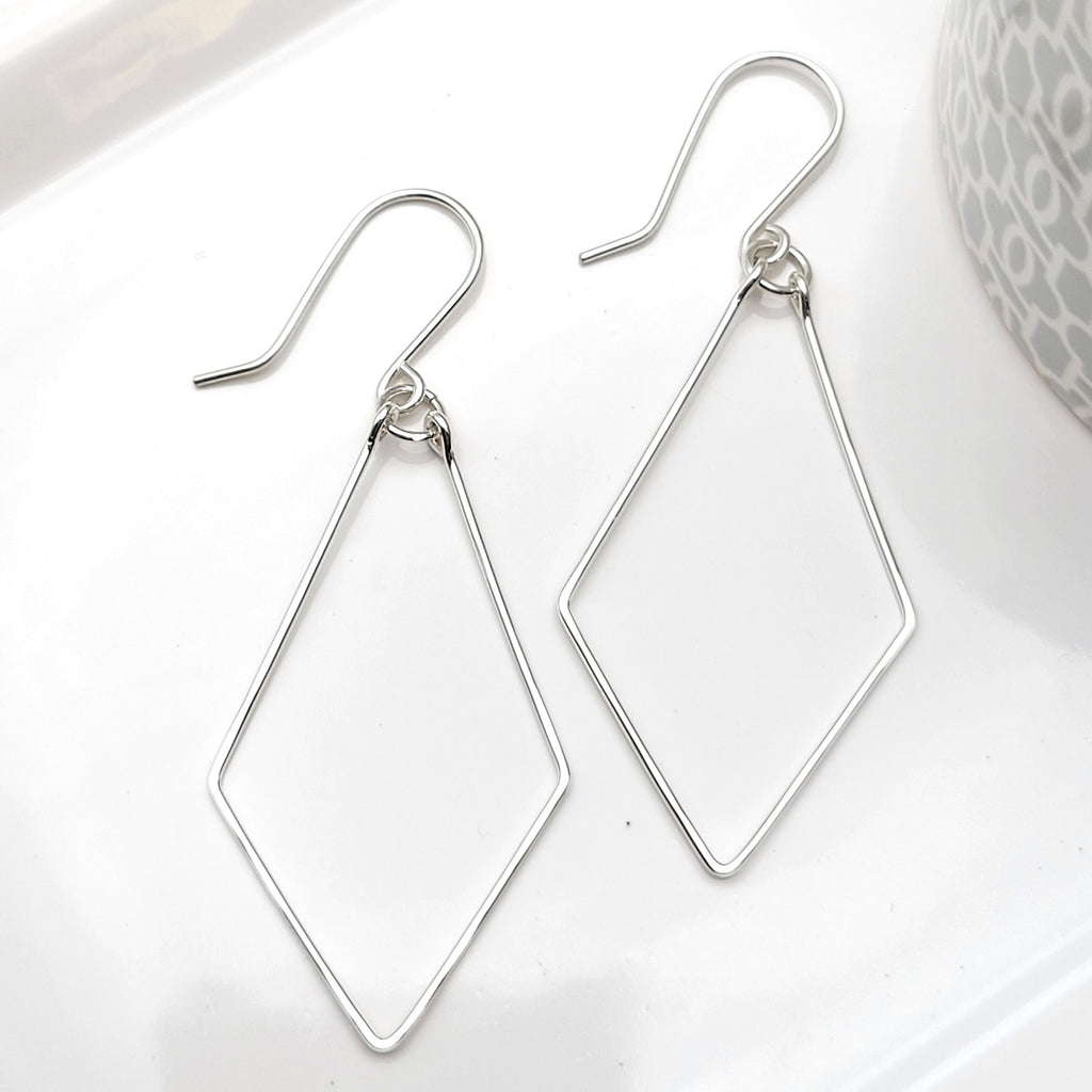 Silver Geometric Hoops  Etsy   