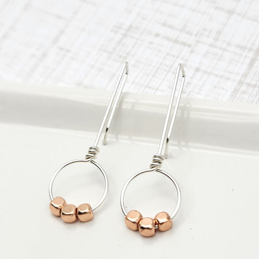 Silver & Copper Threaders Earrings Etsy   