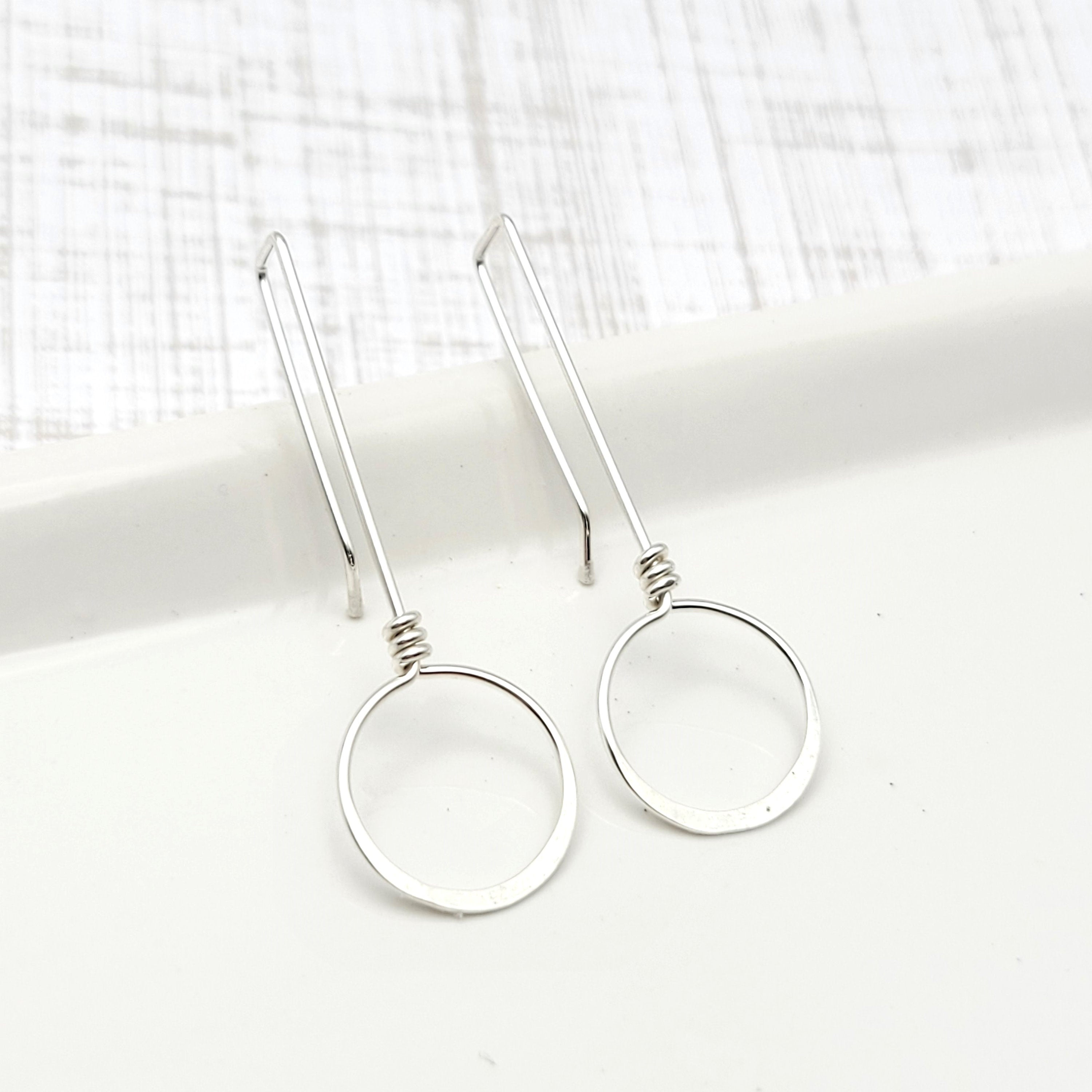 Silver Threaders - Hammered Hoop Earrings Etsy   