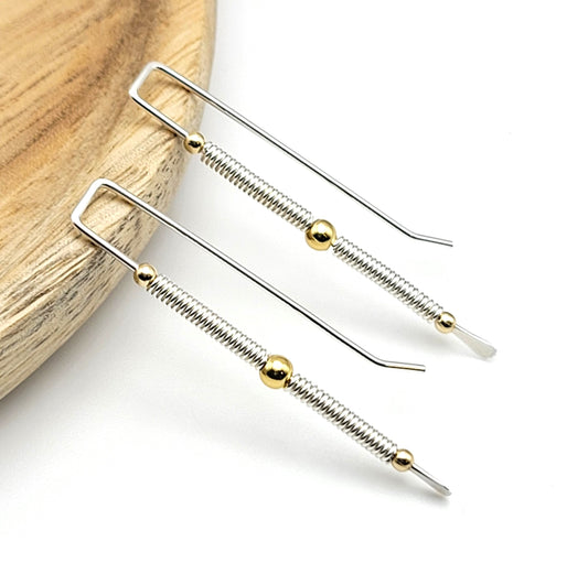 Lucky - Mixed Metal Threaders Earrings Etsy   