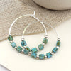 Boho - Silver & Turquoise Hoops Earrings Etsy   