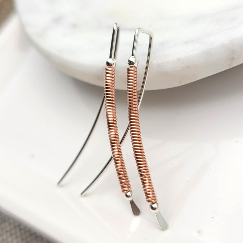 Lucky - Silver & Copper Earrings Etsy   
