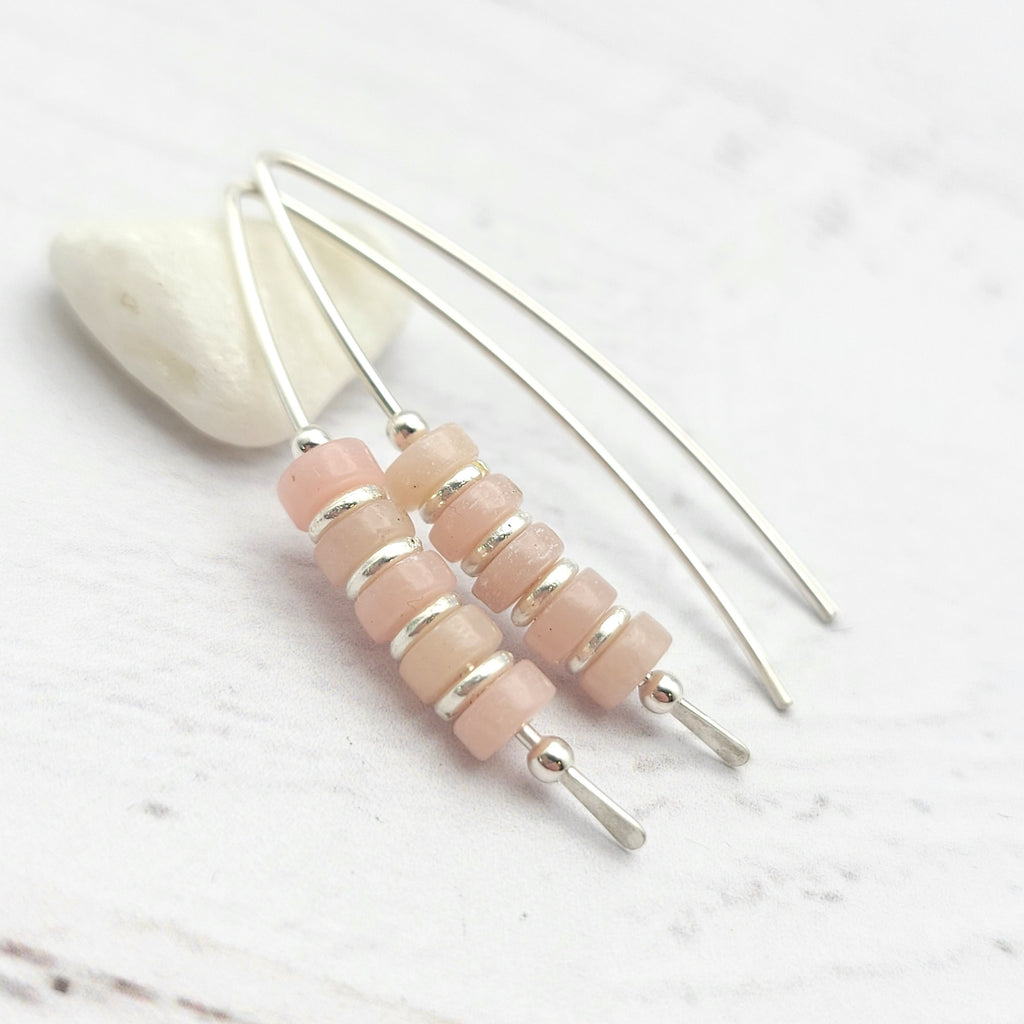 Wish - Silver & Pink Opal Earrings Etsy   
