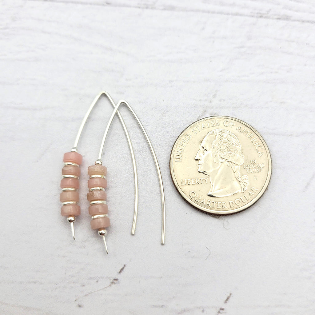Wish - Silver & Pink Opal Earrings Etsy   