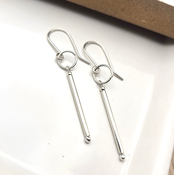 True - Silver Bar Earrings Earrings Etsy   