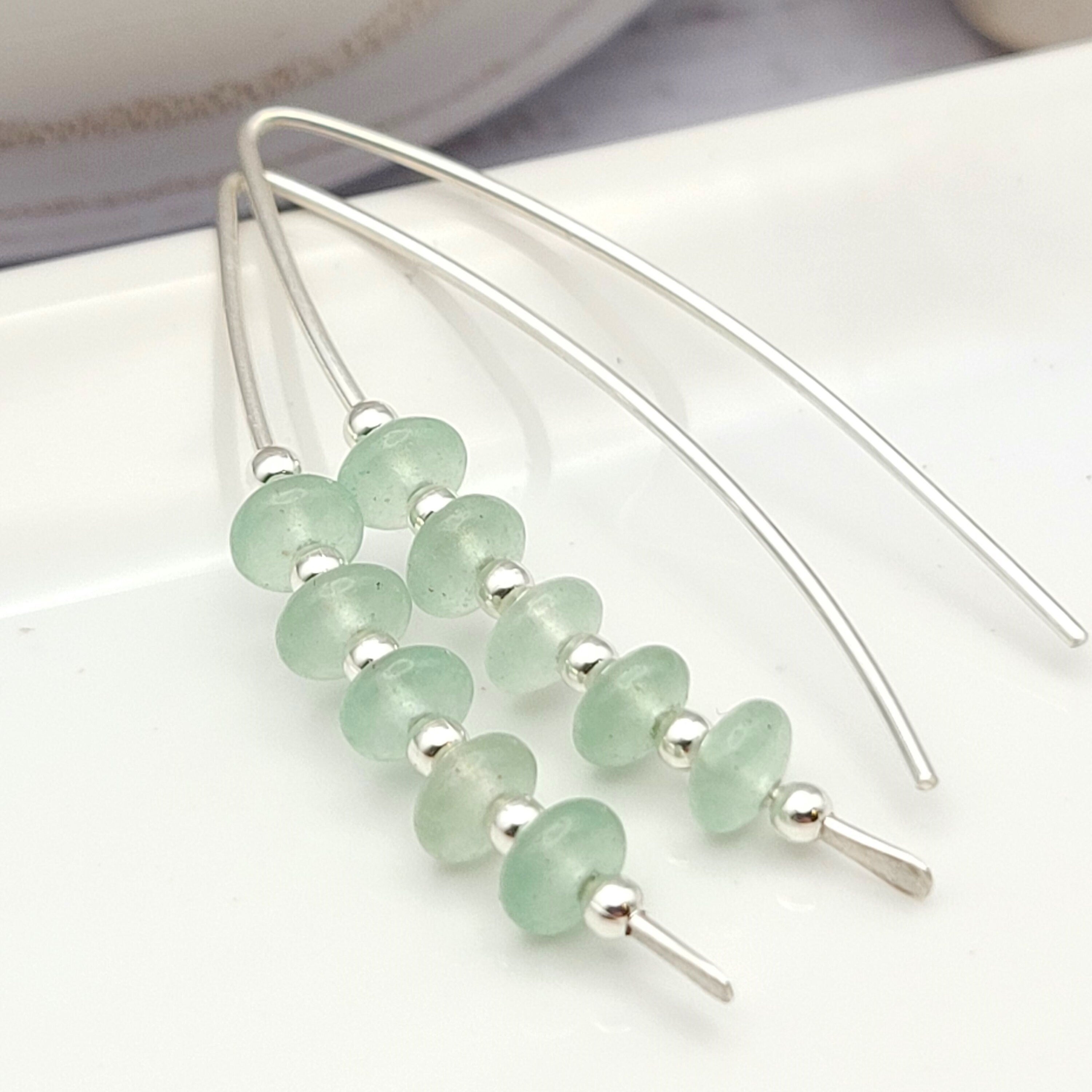 Wish - Silver & Green Aventurine Earrings Etsy   