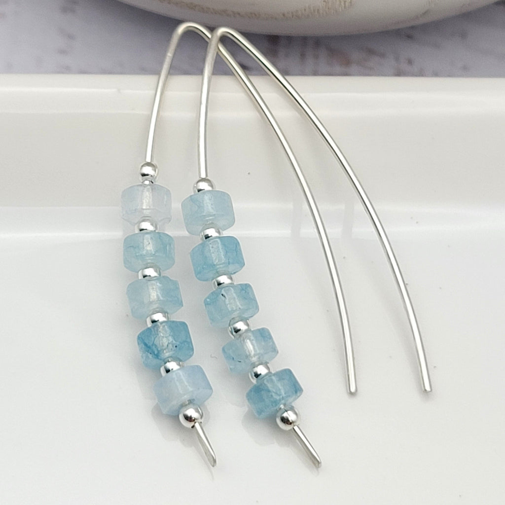 Wish - Silver & Aquamarine Earrings Etsy   