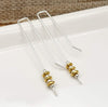 Luxe - Silver & Gold Bead Long Threaders Earrings Etsy   