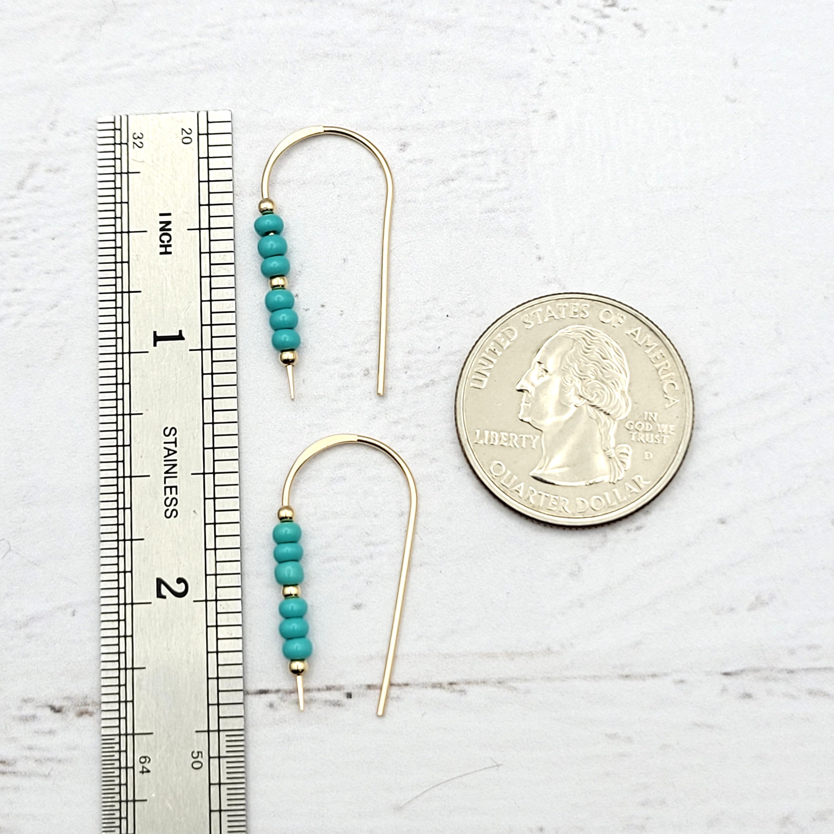 Cheval - Gold & Teal Turquoise Earrings Etsy   