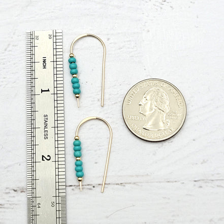 Cheval - Gold & Teal Turquoise Earrings Etsy   