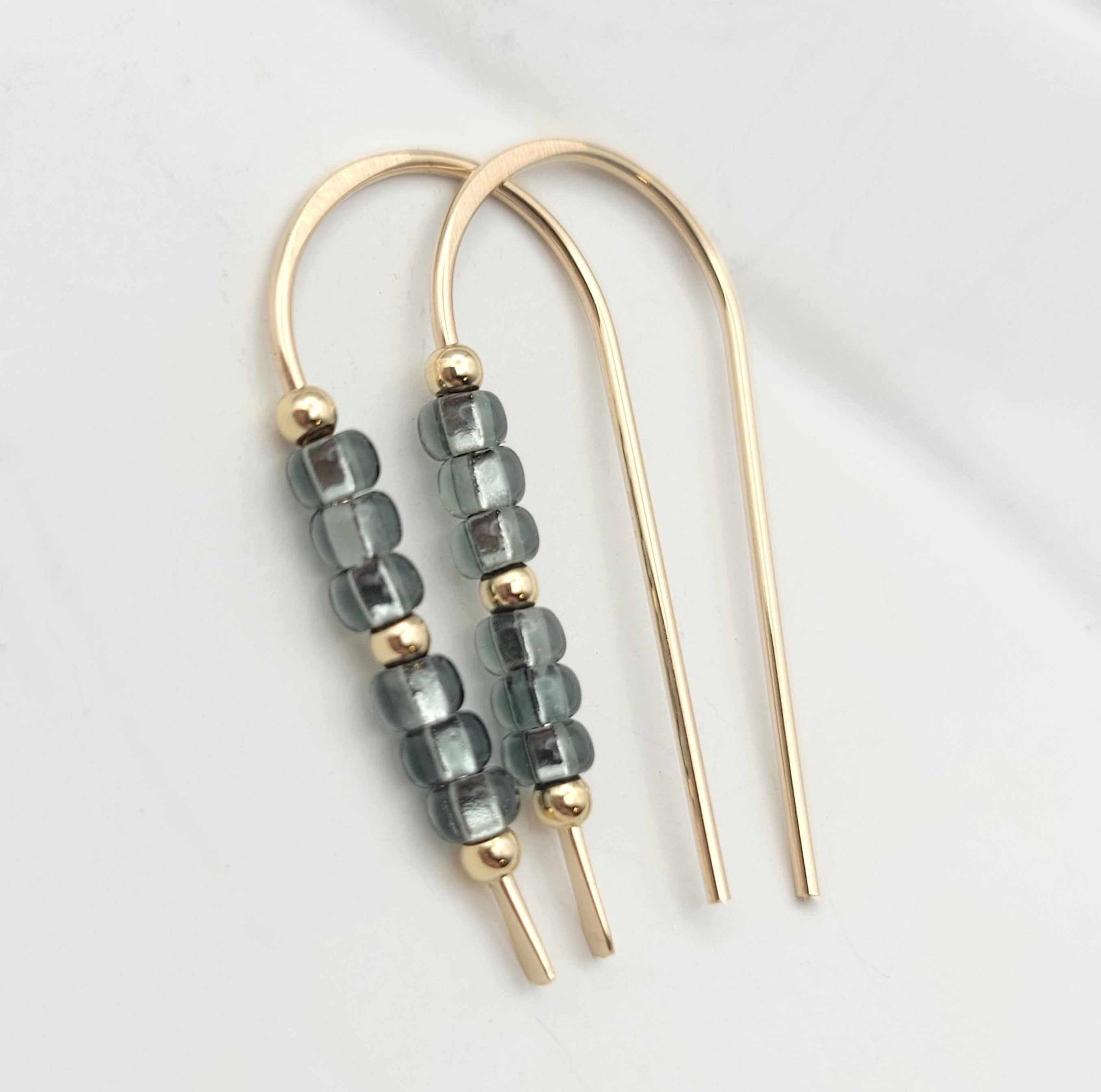 Cheval - Gold & Smokey Quartz Earrings Etsy   