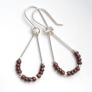 Lane - Dark Red & Silver Earrings Bijou by SAM   