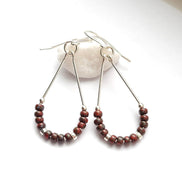Lane - Dark Red & Silver Earrings Bijou by SAM   