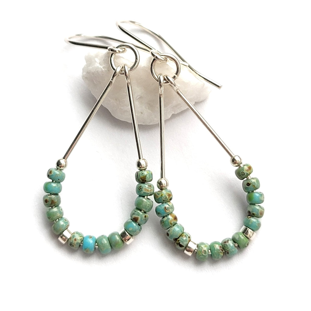 Lane - Silver & Turquoise Earrings Bijou by SAM   