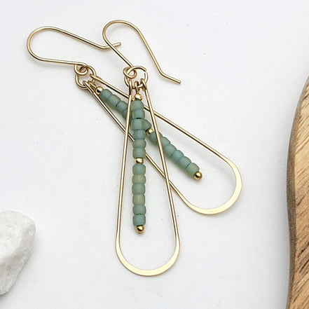 Harley - Gold & Sea Glass Hoops Earrings Bijou by SAM   