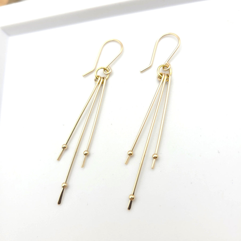Long Dangle Gold Earrings -Earrings- Bijou by SAM