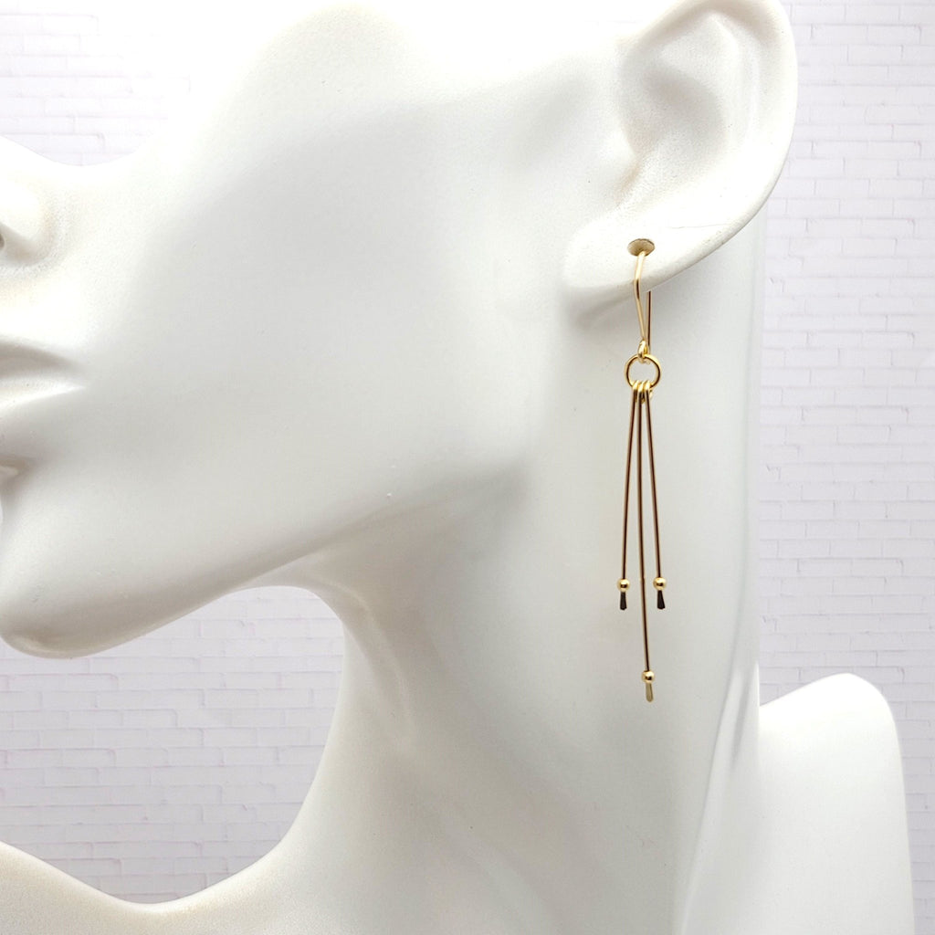 Stellar - Gold on Gold Long Earrings Earrings Bijou by SAM   