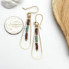 Long Gold Hoop Earrings with Turquoise and Red Miyuki Seed Beads -Earrings- Bijou by SAM