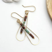 Harley -Gold, Green & Red Beads Earrings Bijou by SAM   