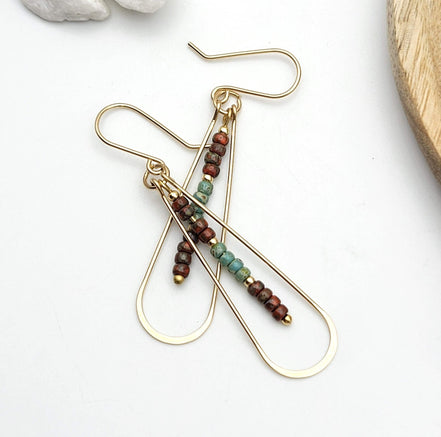 Harley -Gold, Green & Red Beads Earrings Bijou by SAM   