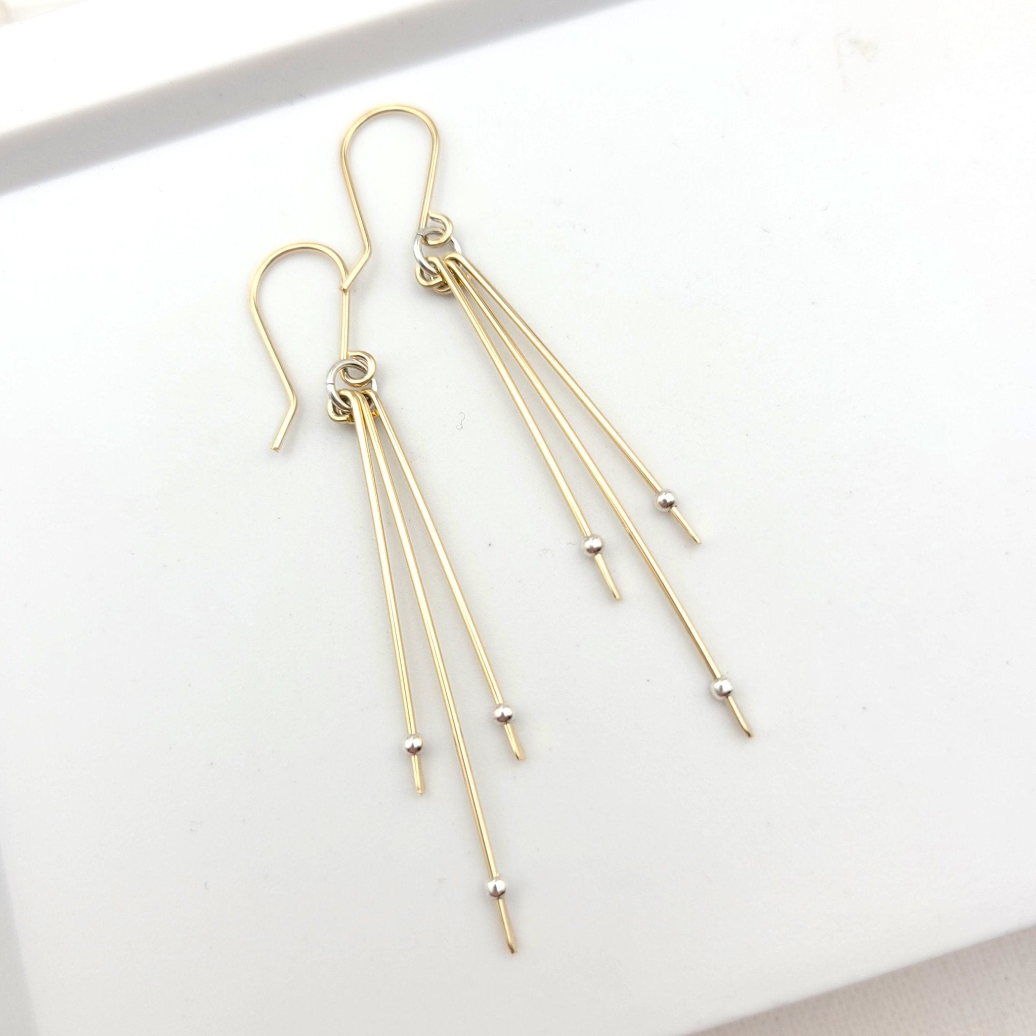 Stellar - Long Gold with Silver Dangle Earrings Earrings Bijou by SAM   