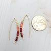 Red & Salmon Beaded Handmade Threader Minimalist Earrings -Earrings- Bijou by SAM