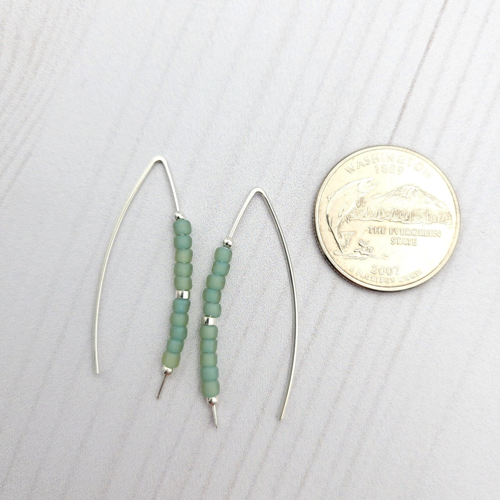 Wish - Sea Glass & Silver Earrings Bijou by SAM   