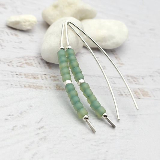 Wish - Sea Glass & Silver Earrings Bijou by SAM   