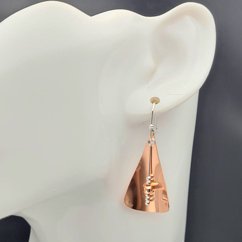 Shiny Copper Triangle Earrings -Earrings- Bijou by SAM