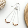 Shiny Silver and Copper Dangle Hoop Earrings -Earrings- Bijou by SAM