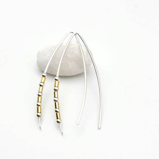 Wish - Luxe Silver & Gold Beads Earrings Bijou by SAM   